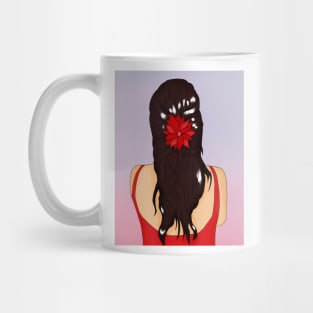 Long Hair with Red Dress Mug